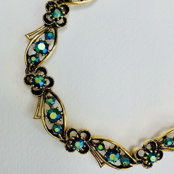 Vintage Blue Rhinestone Necklace and Bracelet - Picture 2 of 8
